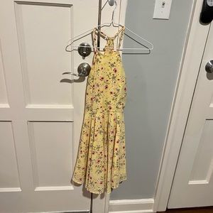Francesca’s Miami xs yellow and purple floral fit and flare dress